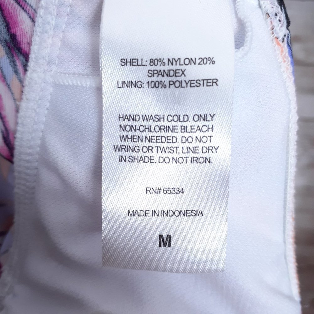 Salt & Cove Tankini Swim Suit Top M Halter Tropical Pink Purple 832 - Picture 4 of 5